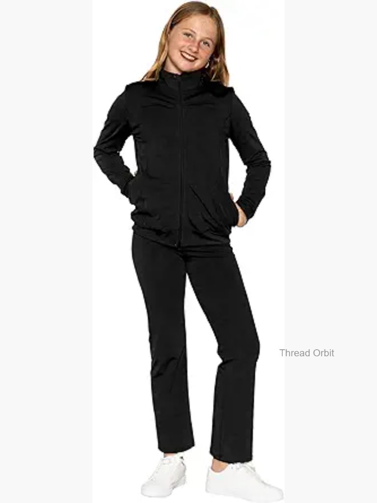 Cadet Collar Zip Jacket & Jogger Sweatsuit Set - Stretch Blend